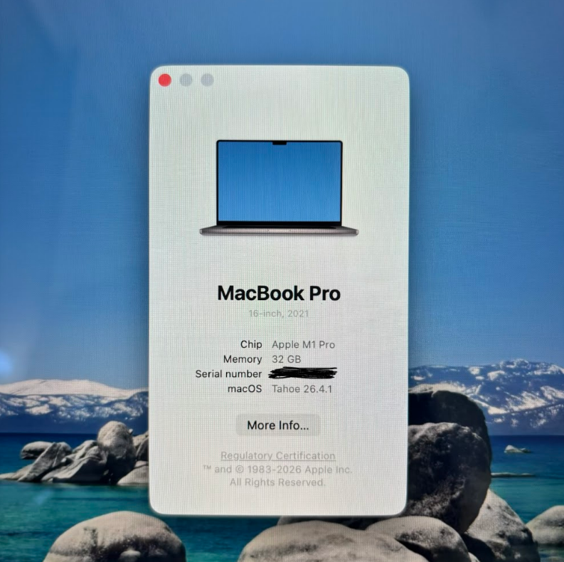 MacBook Pro 16” M1 32GB RAM 512GB SSD 91% Bateria